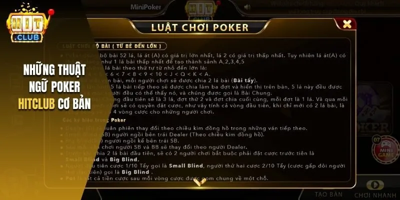 Giải nghĩa những thuật ngữ Poker Hitclub cơ bản nhất