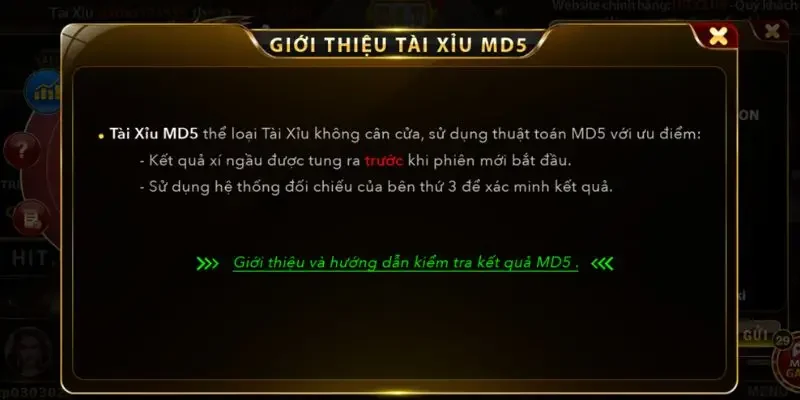 Giới thiệu về game cá cược Tài Xỉu MD5