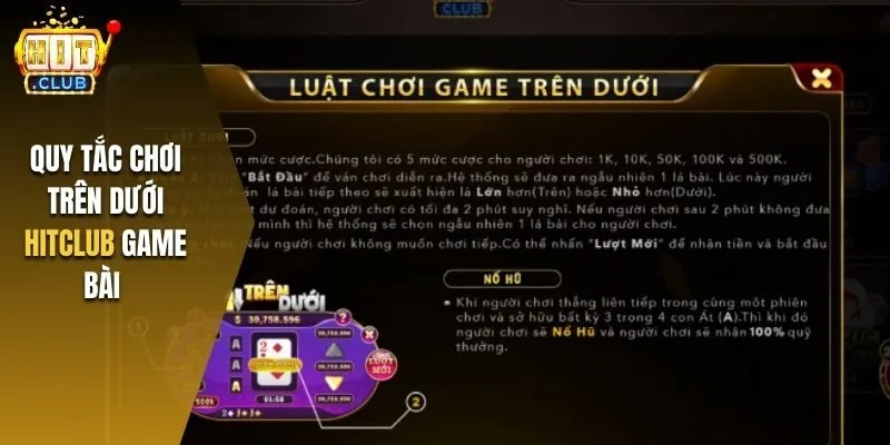 Quy tắc chơi Trên dưới Hitclub 